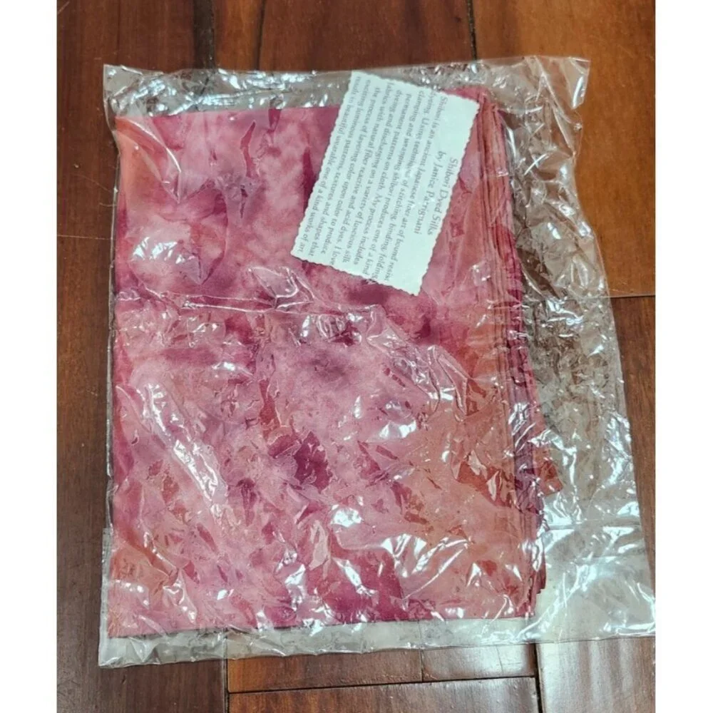 Shibori Dyed Silk Scarf Pink Orange Handmade Artisan Janice Patrignani Long Wrap